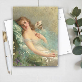 De witte kat van Vittorio Matteo Corcos Briefkaart
