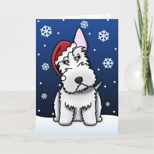 De Witte Kerstkaart Scottie van Kawaii Feestdagen Kaart (Voorkant)