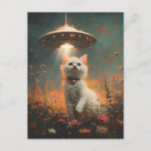 De witte kitten en een ufo briefkaart (Voorkant)
