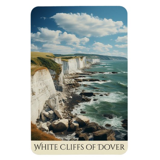 De witte kliffen tekening Dover | Engeland Magneet (Verticaal)