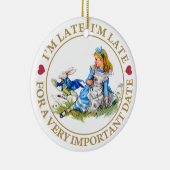 De witte konijntjes van Alice in Wonderland Keramisch Ornament (Rechts)
