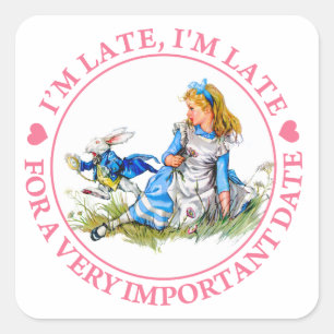 De witte konijntjes van Alice in Wonderland Vierkante Sticker