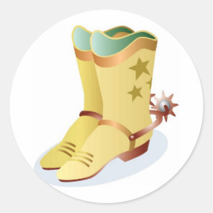 De witte Laarzen van de Cowboy met het Berijden Ronde Sticker