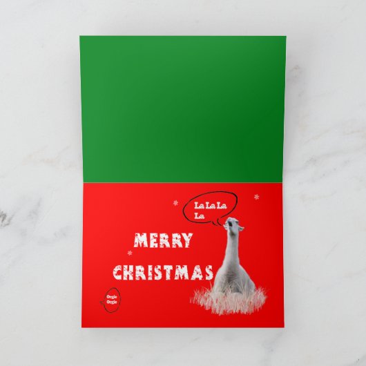 De witte Lama zingt Kerstmis Carol: De Lama van FA Feestdagen Kaart (Binnen)