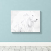 De witte leeuw canvas afdruk (Insitu (Houten vloer))