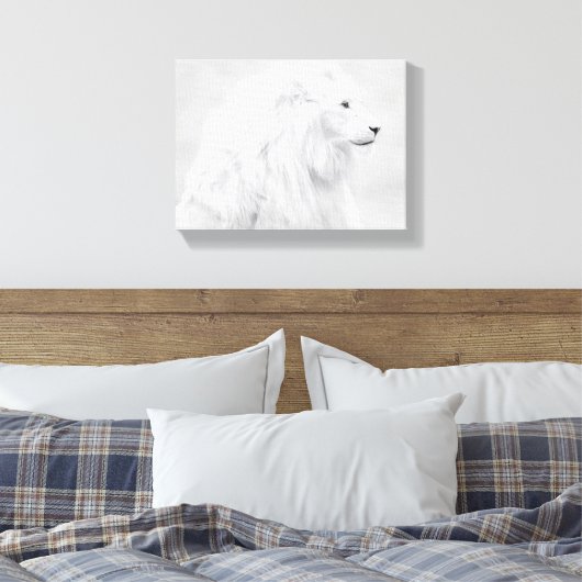 De witte leeuw canvas afdruk (Insitu (Slaapkamer))