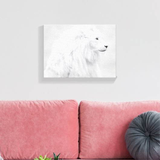 De witte leeuw canvas afdruk (Insitu (Woonkamer))