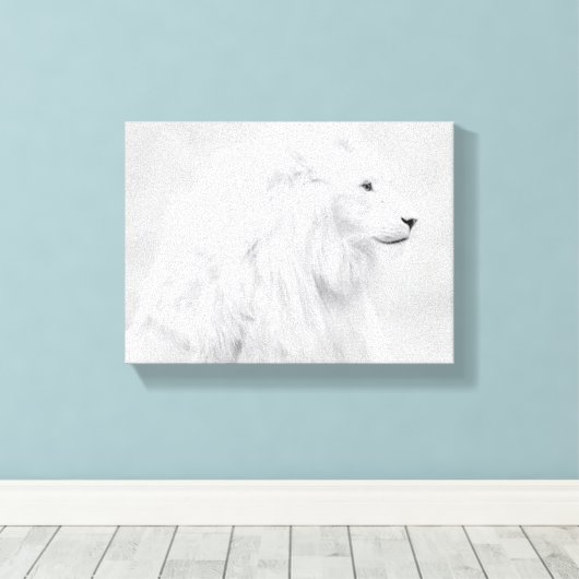 De witte leeuw canvas afdruk (Insitu (Houten vloer))
