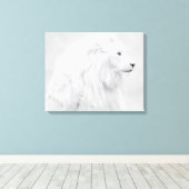 De witte leeuw canvas afdruk (Insitu (Houten vloer))