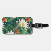 De witte Lotus Tropische Vogels & Lotus Patroon Bagagelabel (Voorkant horizontaal)