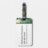 De witte Lotus Tropische Vogels & Lotus Patroon Bagagelabel (Achterkant verticaal)