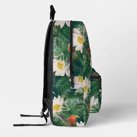 De witte Lotus Tropische Vogels & Lotus Patroon Bedrukte Rugzak (Links)