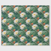 De witte Lotus Tropische Vogels & Lotus Patroon Cadeaupapier (Vlak)