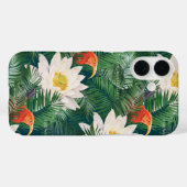 De witte Lotus Tropische Vogels & Lotus Patroon Case-Mate iPhone Case (Achterkant (horizontaal))
