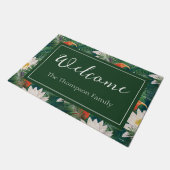 De witte Lotus Tropische Vogels & Lotus Patroon Deurmat (Schuin)
