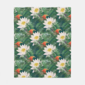 De witte Lotus Tropische Vogels & Lotus Patroon Fleece Deken (Voorkant)