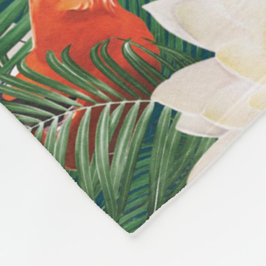 De witte Lotus Tropische Vogels & Lotus Patroon Fleece Deken (Hoek)