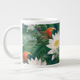 De witte Lotus Tropische Vogels & Lotus Patroon Grote Koffiekop