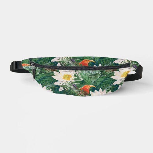 De witte Lotus Tropische Vogels & Lotus Patroon Heuptasje (Voorkant)