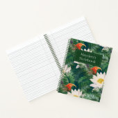De witte Lotus Tropische Vogels & Lotus Patroon Notitieboek (Binnen)
