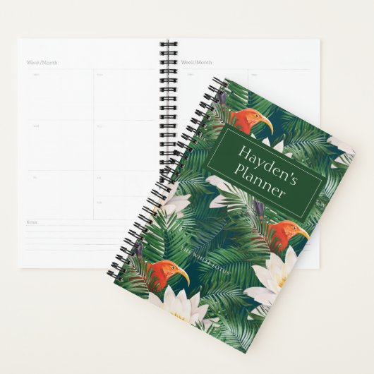 De witte Lotus Tropische Vogels & Lotus Patroon Planner (Display)