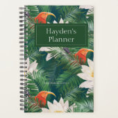 De witte Lotus Tropische Vogels & Lotus Patroon Planner (Voorkant)