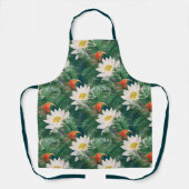 De witte Lotus Tropische Vogels & Lotus Patroon Schort (Voorkant)