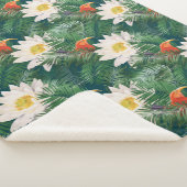 De witte Lotus Tropische Vogels & Lotus Patroon Sherpa Deken (3/4)