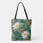 De witte Lotus Tropische Vogels & Lotus Patroon Tote Bag (Achterkant)