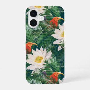 De Witte Lotus Tropische Vogels & Lotuspatroon iPhone 16 Hoesje