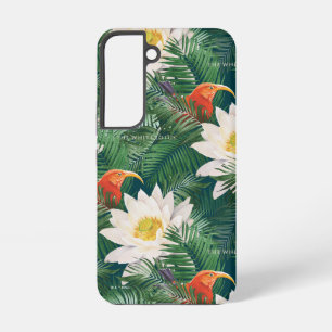 De Witte Lotus Tropische Vogels & Lotuspatroon Samsung Galaxy Hoesje