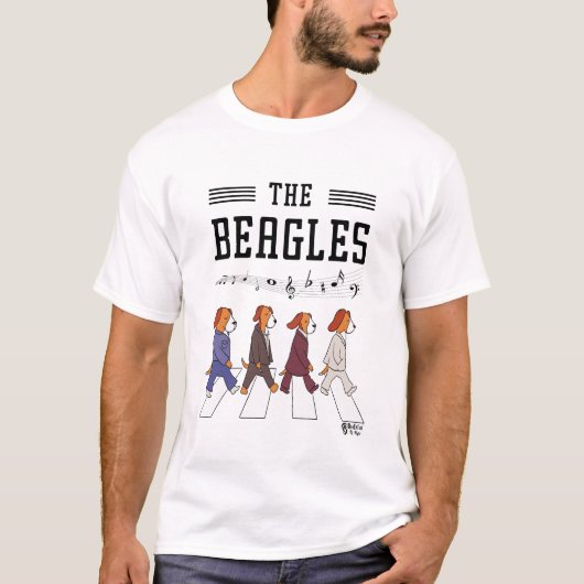 De witte mannenbeagles t-shirt (Voorkant)