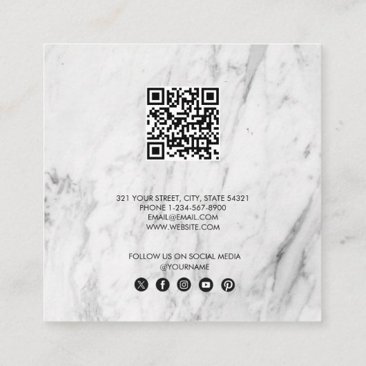 De witte Marmer Zaken verwijzen een Kaart van de V Vierkante Visitekaartje (Achterkant)