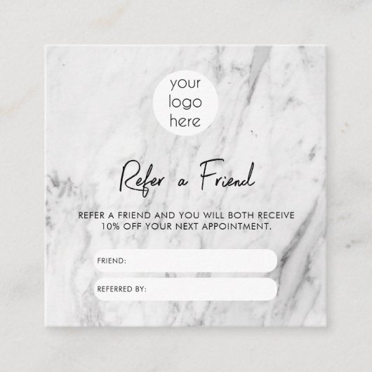 De witte Marmer Zaken verwijzen een Kaart van de V Vierkante Visitekaartje (Voorkant)