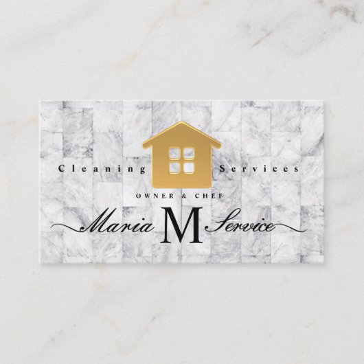 De witte Marmeren Gouden Schoonmakende Dienst van  Visitekaartje (Voorkant)