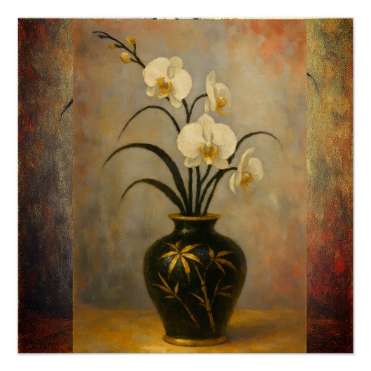 De witte orchideeën in rust perfect poster (Voorkant)