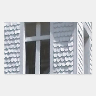 de witte oude kerk in de bergen rechthoekige sticker