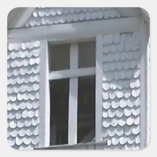 de witte oude kerk in de bergen vierkante sticker (Voorkant)