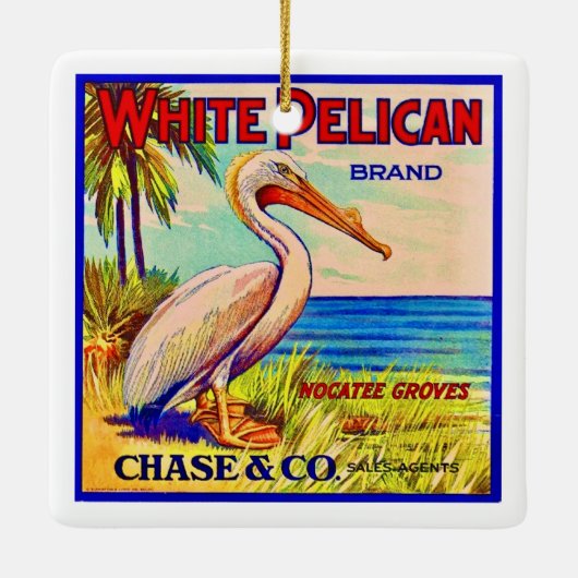 De witte pelikaan keramisch ornament (Achterkant)