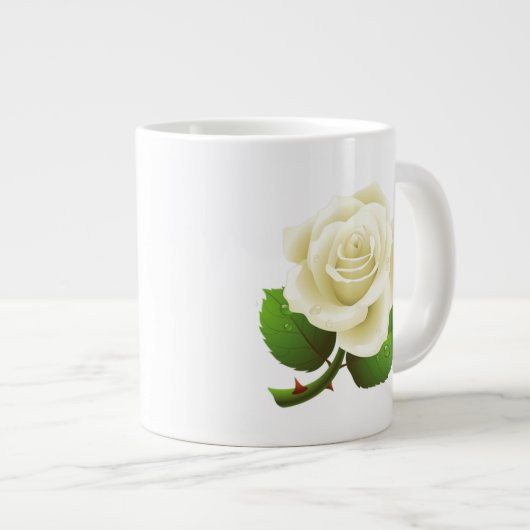 De witte roos van Austin Grote Koffiekop (Voorkant rechts)