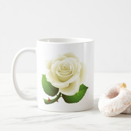 De witte roos van Austin Koffiemok (Met donut)