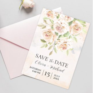 De Witte Rozen van Elegant Foto sparen de Uitnodig Kaart