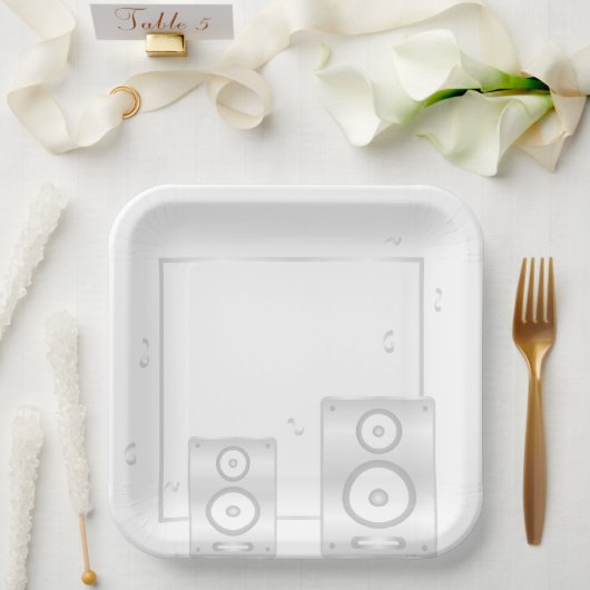 De Witte Soiree Soundwave Papieren Bordje (Huwelijk)