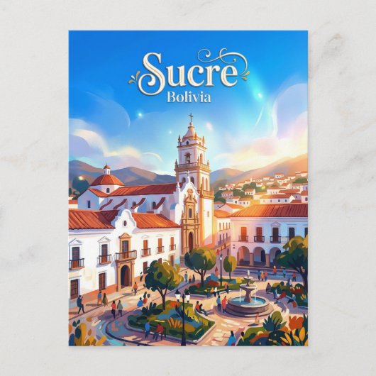 De Witte Stad Sucre Bolivia Briefkaart (Voorkant)