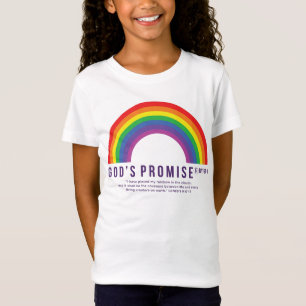 De witte T-Shirt-Rainbow Gods belofte met Scrip T-shirt