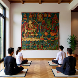 De witte Tara en de groene Tara Wandkleed