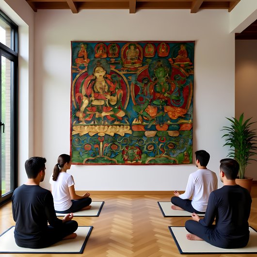 De witte Tara en de groene Tara Wandkleed