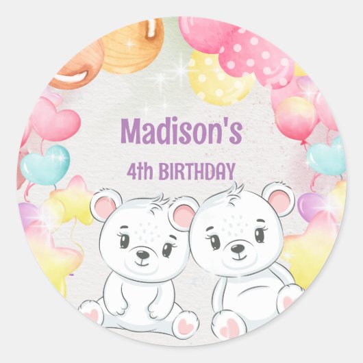 de witte teddy beer verjaart sticker (Voorkant)