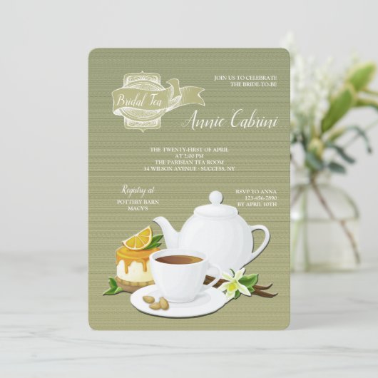 De witte Uitnodiging van het Theestel (Staand voorkant)