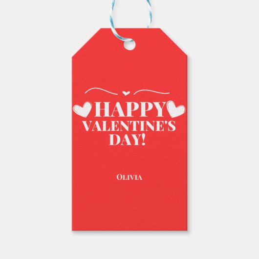 De witte Valentijn harten Cadeaulabel (Voorkant)